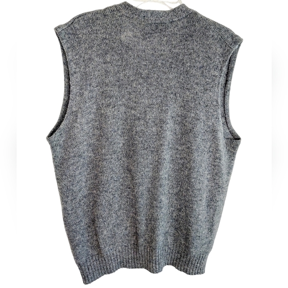 VINTAGE Robert Bruce Cardigan Sweater Vest Wool XL Gray Union Made USA Pockets - Picture 2 of 12